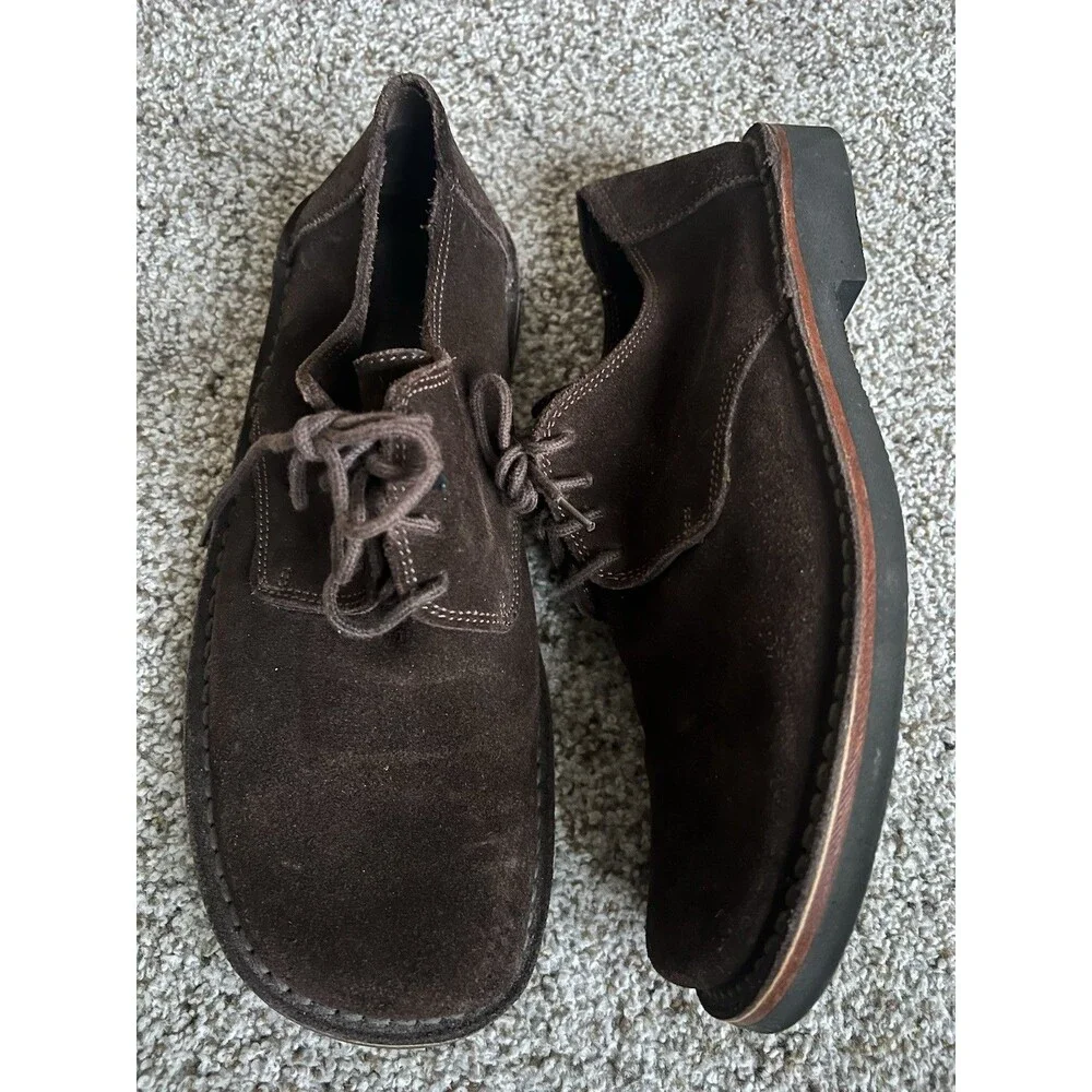 Banana Republic Brown Italian Suede Loafers Oxford Dress Shoes Square Toe Sz 8.5
